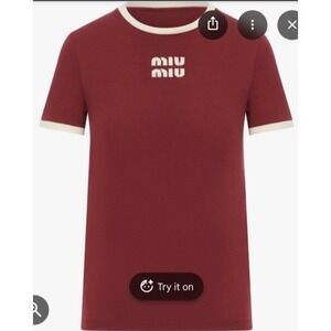 Miu Miu Logo T-Shirt Green Large New With Tags